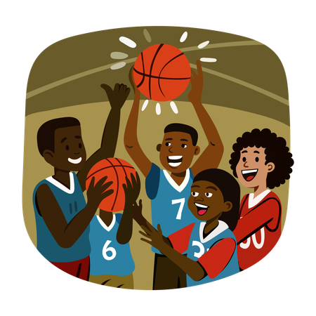 Spieler, der im Basketballspiel spielt  Illustration