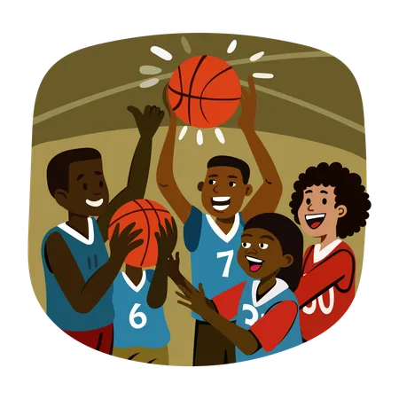 Spieler, der im Basketballspiel spielt  Illustration