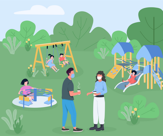 Spielplatz während der Pandemie  Illustration