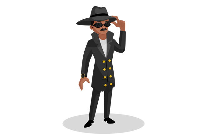 Spion rückt seine Mütze zurecht  Illustration