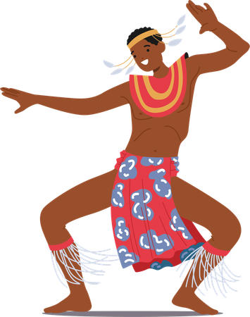 Spirited African Male Tribal Dancer Moves With Rhythmic Grace  Illustration