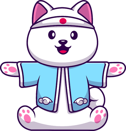 Spitz Dog With Japanese Costume  일러스트레이션