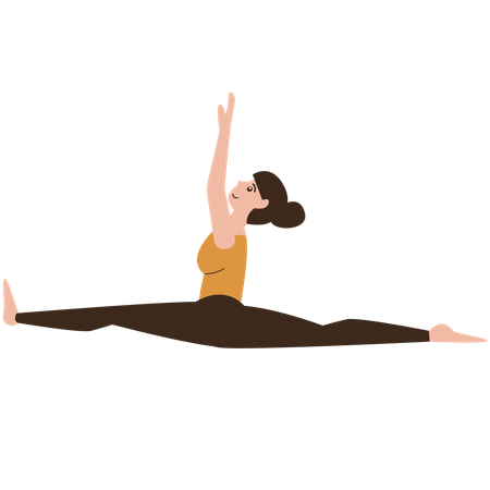 Split pose yoga character  イラスト