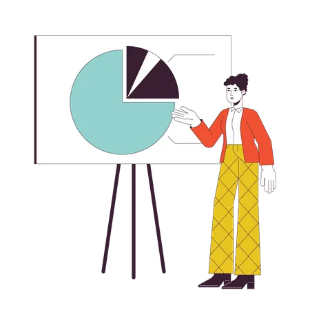 Spokeswoman with whiteboard presentation  Illustration