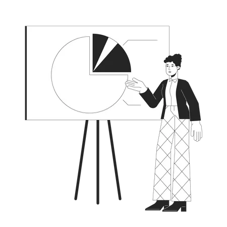 Spokeswoman with whiteboard presentation  Illustration