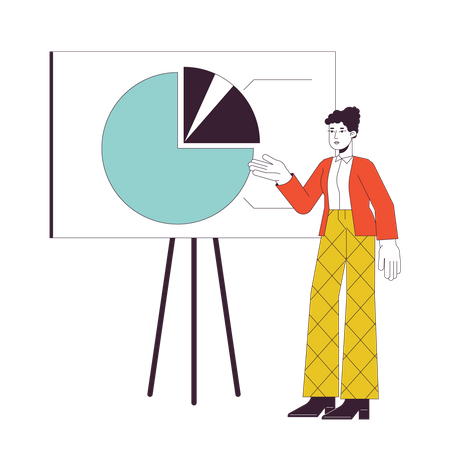 Spokeswoman with whiteboard presentation  Illustration