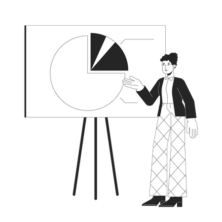 Spokeswoman with whiteboard presentation  Illustration