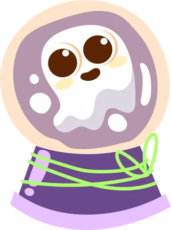 A Ghostly Astronaut With A Cute Whimsical Design Blending The Eerie With The Adorable Illustration