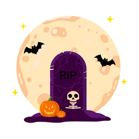 Spooky gravestone  Illustration