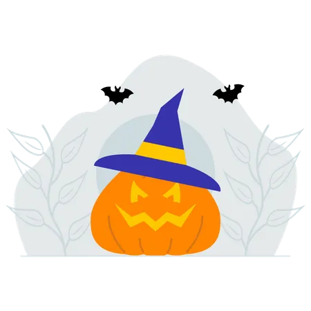 Spooky halloween pumpkin  Illustration