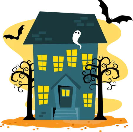 Spooky haunted house  Illustration
