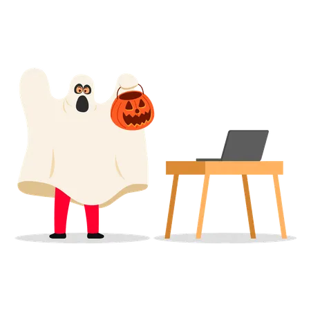 Spooky Online Celebration  Illustration