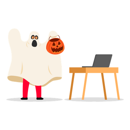 Spooky Online Celebration  Illustration