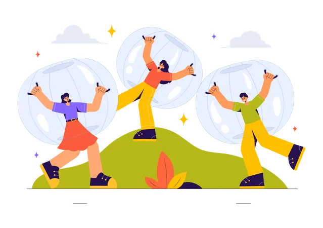 Bubble Bump Zorbing Sport  Illustration