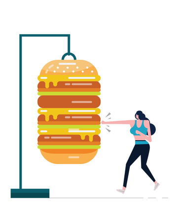 Sport Frau Boxen großen Hamburger  Illustration