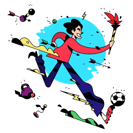 Sport Person With Flame Light Illustration