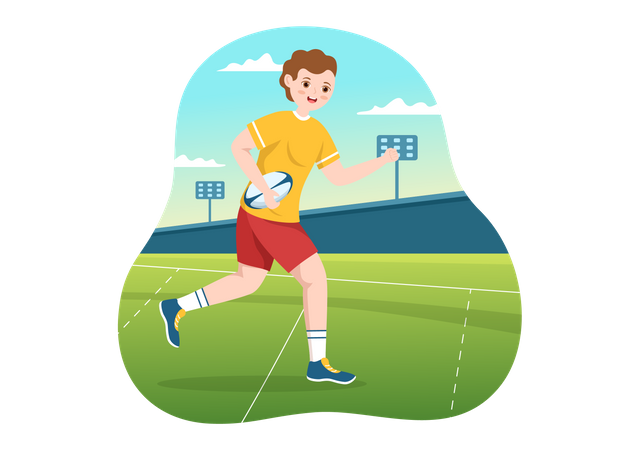Sport player playing rugby game  イラスト