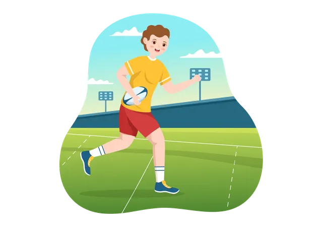Sport player playing rugby game  Illustration