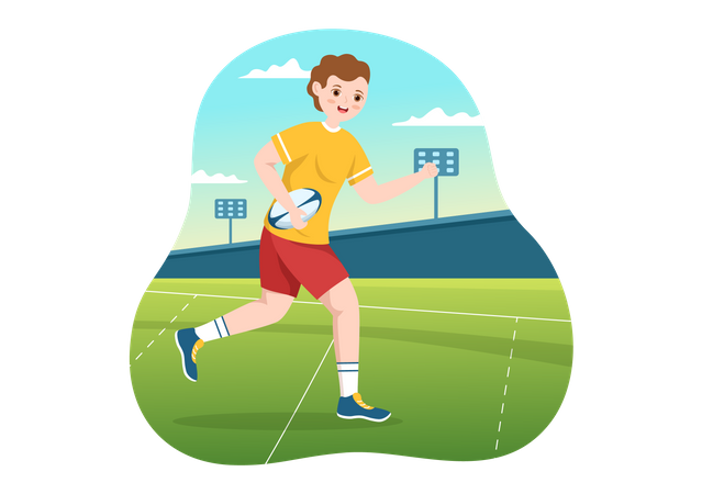 Sport player playing rugby game  일러스트레이션