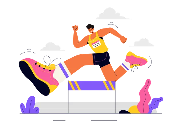 Un sportif participe au saut en longueur  Illustration