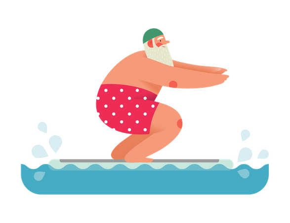Sporting Santa desfrutando de natação  Ilustração