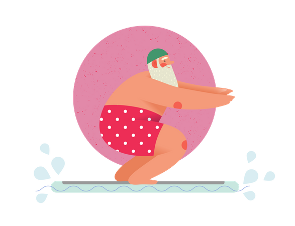 Sporting Santa enjoying swimming  Illustration