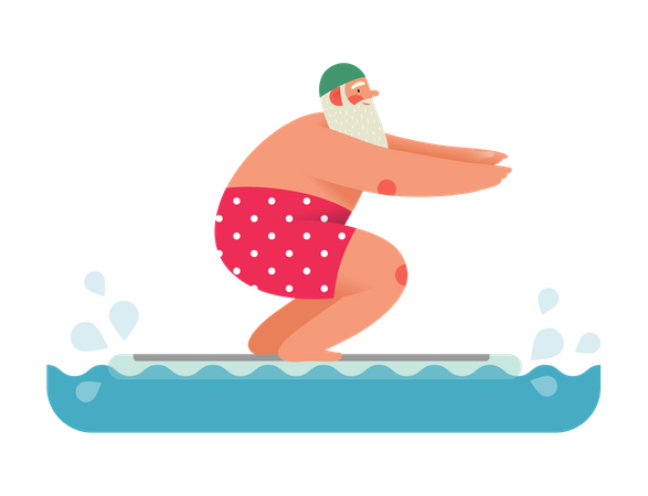 Sporting Santa enjoying swimming  Illustration