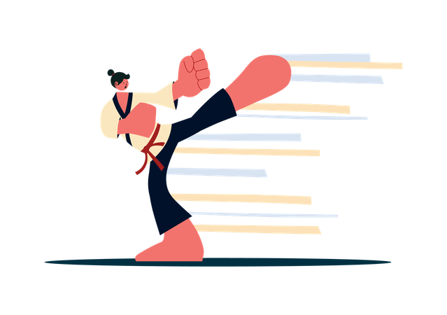 Sportler macht High-Kick-Übung  Illustration