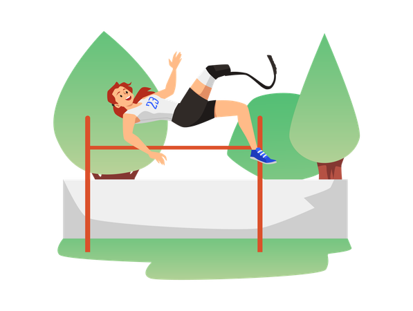 Sportler mit Beinprothese im Barrensprung-Wettbewerb  Illustration