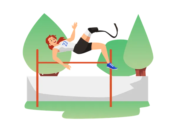 Sportler mit Beinprothese im Barrensprung-Wettbewerb  Illustration