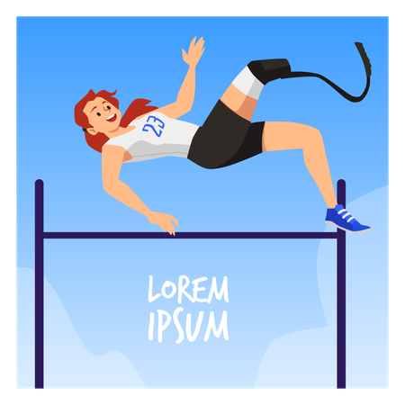 Sportler mit Beinprothese im Barrensprung-Wettbewerb  Illustration