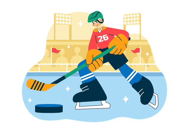 Sportler beim Eishockeysport  Illustration