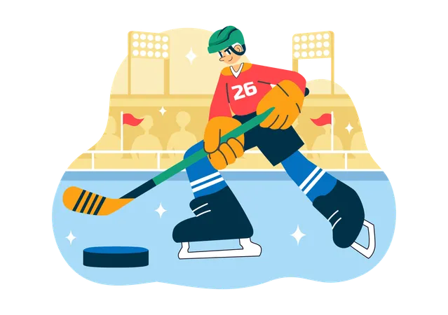 Sportler beim Eishockeysport  Illustration