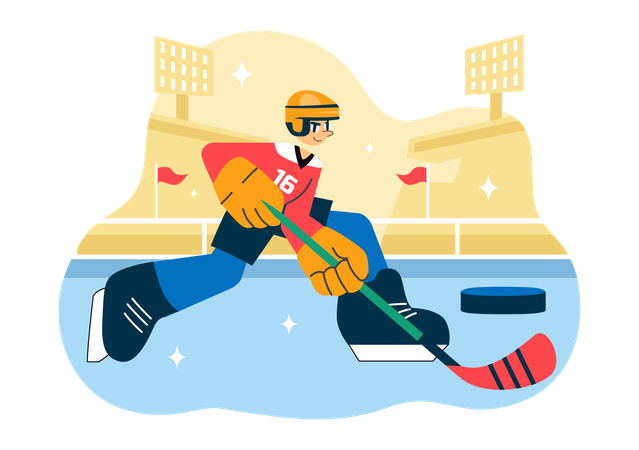 Sportler beim Eishockeysport  Illustration