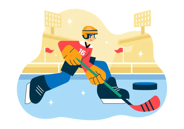 Sportler beim Eishockeysport  Illustration