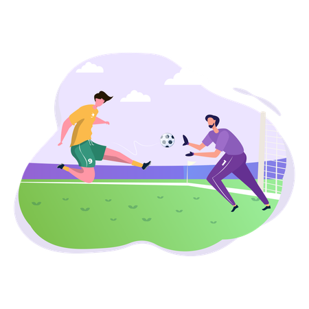 Sportler, der Fußball spielt  Illustration