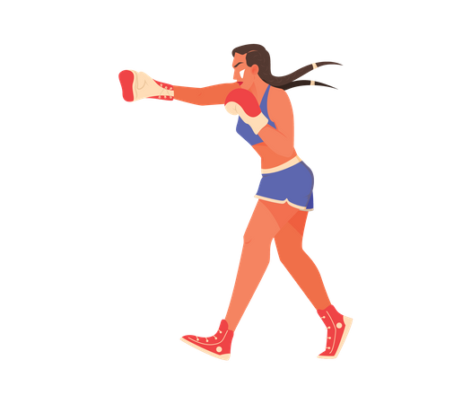 Sportlerin beim Boxen  Illustration