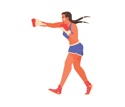 Sportlerin beim Boxen  Illustration