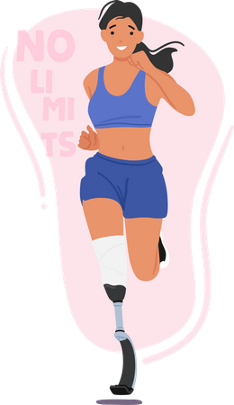 Sportliche Frau mit Beinprothese  Illustration