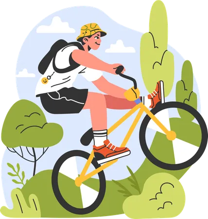 Sports boy riding bicycle  Illustration