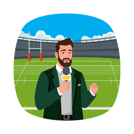 スポーツ解説者が生中継  イラスト