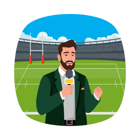 スポーツ解説者が生中継  イラスト