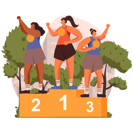 Sports competition winning podium  Illustration