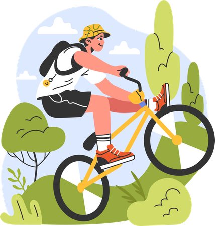 Garçon de sport, faire du vélo  Illustration