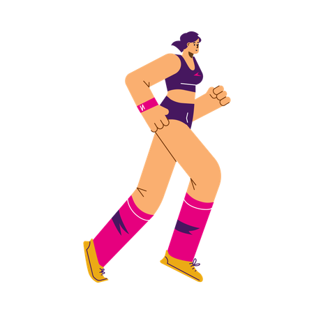 Sports girl running in marathon race  Illustration