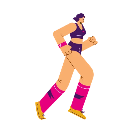 Sports girl running in marathon race  Illustration
