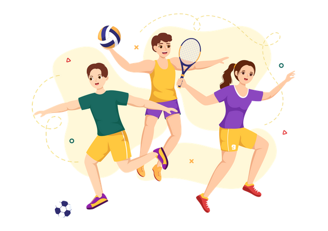 Sports person playing sports game  Illustration