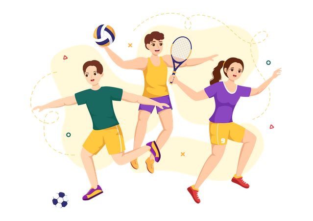 Sports person playing sports game  イラスト