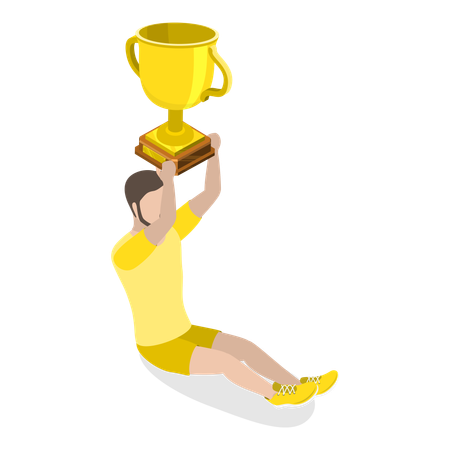 Sports player holding trophy  Illustration