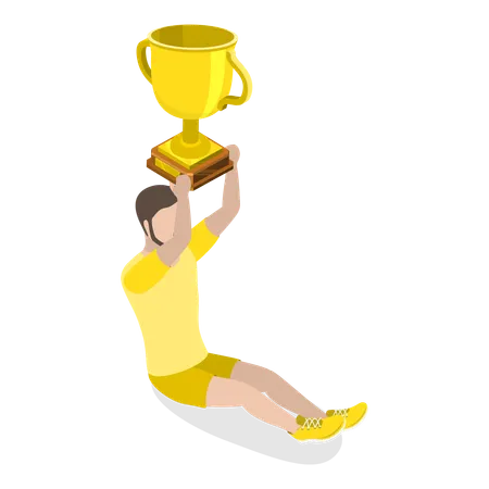 Sports player holding trophy  Illustration